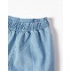 COTTON JEANS SHORT WITH EMBROIDERY FOR BABY GIRL, BLUE