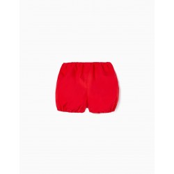 COTTON SHORTS WITH BOW FOR BABY GIRL, RED
