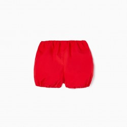 COTTON SHORTS WITH BOW FOR BABY GIRL, RED