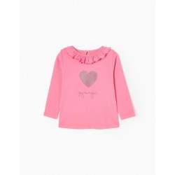 LONG SLEEVE T-SHIRT IN BABY COTTON GIRL 'MAGIC', PINK