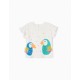 COTTON T-SHIRT FOR BABY GIRL 'PARROT', WHITE