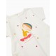 COTTON T-SHIRT WITH RUFFLES FOR BABY GIRL 'YOGA', WHITE