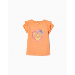 T-SHIRT IN COTTON FOR BABY GIRL 'THE TROPIC', ORANGE