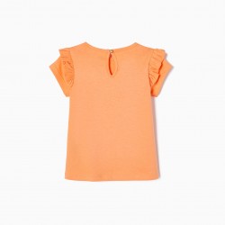T-SHIRT IN COTTON FOR BABY GIRL 'THE TROPIC', ORANGE