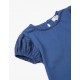 COTTON T-SHIRT WITH ENGLISH EMBROIDERY FOR BABY GIRL, BLUE
