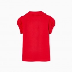 SHORT SLEEVE POLO WITH RUFFLES FOR BABY GIRL, RED