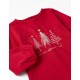 LONG SLEEVE COTTON T-SHIRT FOR BABY GIRL, RED