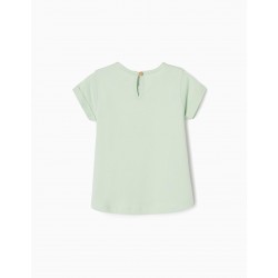 COTTON T-SHIRT FOR BABY GIRL 'WILD FLOWERS', GREEN