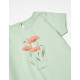 COTTON T-SHIRT FOR BABY GIRL 'WILD FLOWERS', GREEN