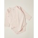 4 LONG SLEEVE BABY GIRL BODIES 'CLOUDS & STARS', WHITE/PINK