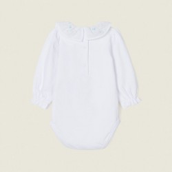 BODY WITH EMBROIDERY COLLAR FOR NEWBORN, WHITE