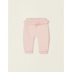 Cotton Pants With Ruffles For Newborn, Pink