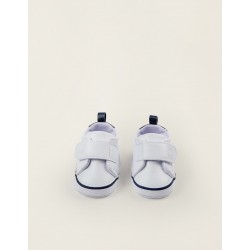FAUX LEATHER SNEAKERS FOR NEWBORN, WHITE