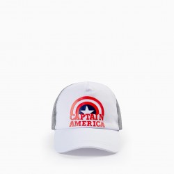 COTTON CAP FOR BOYS 'CAPTAIN AMERICA', GREY/WHITE