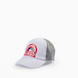 COTTON CAP FOR BOYS 'CAPTAIN AMERICA', GREY/WHITE