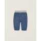 COTTON JEANS WITH KNITTED LINING FOR NEWBORN, BLUE