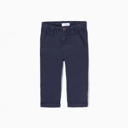 CHINESE COTTON PANTS FOR BABY BOY, DARK BLUE