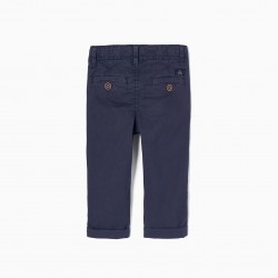 CHINESE COTTON PANTS FOR BABY BOY, DARK BLUE