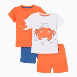 PACK 2 COTTON PAJAMAS FOR BABY CHILD 'CRAB AND SHARK', MULTICOLORED