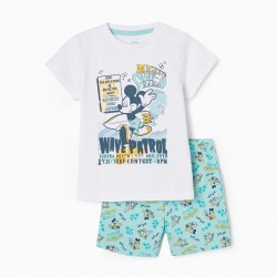 COTTON PAJAMAS FOR BABY BOY 'MICKEY', WATER GREEN/WHITE