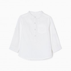 COTTON SHIRT FOR BABY BOY, WHITE