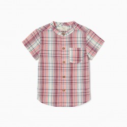 COTTON STRIPED SHIRT FOR BABY BOY, PINK/WHITE