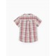 COTTON STRIPED SHIRT FOR BABY BOY, PINK/WHITE