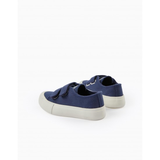 CANVAS SLIPPERS FOR BABY, DARK BLUE