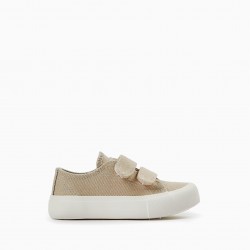 CANVAS SLIPPERS FOR BABY, BEIGE
