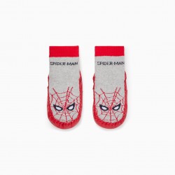 'SPIDER-MAN' SLIPPER SOCKS FOR BABY AND BOY, GREY/RED