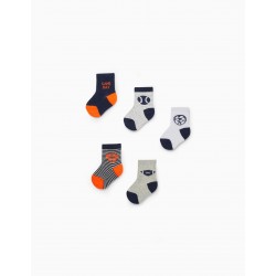 PACK 5 PAIRS OF BABY COTTON SOCKS BOY 'SPORTS', MULTICOLOR