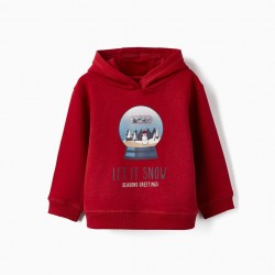 HOODIE FOR BABY BOYS 'LET IT SNOW', RED