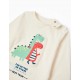LONG SLEEVE T-SHIRT IN BABY COTTON BOY 'DINOSAURS', BEIGE