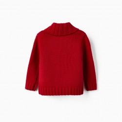 KNITTED SWEATER FOR BABY BOY, RED