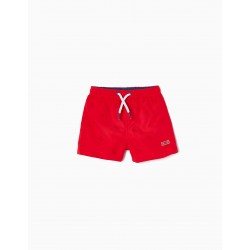 SWIMSUIT SHORT UV PROTECTION 80 FOR BABY CHILD 'PALMERAS', RED