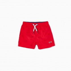 SWIMSUIT SHORT UV PROTECTION 80 FOR BABY CHILD 'PALMERAS', RED