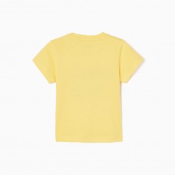 COTTON T-SHIRT FOR BABY BOY 'SAVE THE PLANET', YELLOW