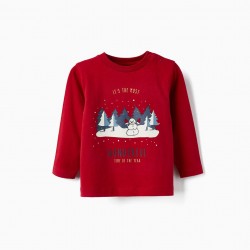 COTTON T-SHIRT FOR BABY BOYS 'WONDERFUL', RED