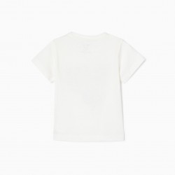 COTTON T-SHIRT FOR BABY BOY 'MOOD', WHITE