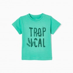 COTTON T-SHIRT FOR BABY BOY 'TROPICAL', GREEN
