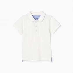 OXFORD POLO SHIRT WITH DETAIL FOR BABY BOY, WHITE