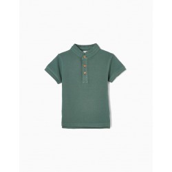 MAO COTTON NECK POLO SHIRT FOR BABY CHILD 'YOU&ME', GREEN