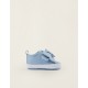 FABRIC SLIPPERS WITH BOW FOR NEWBORN, BLUE