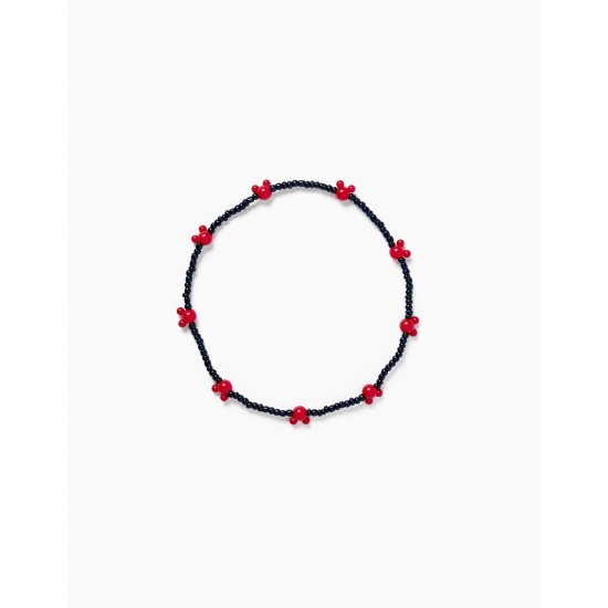 BEADING NECKLACE FOR GIRL 'MINNIE', DARK BLUE/RED