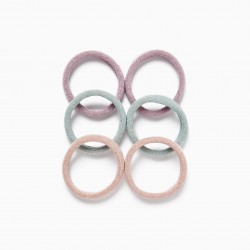 PACK 6 ELASTIC HAIR BANDS FOR BABY AND GIRL, MULTICOLOR