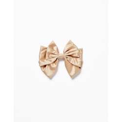 HAIR TRAVERSE WITH SATIN BOW FOR GIRL, BEIGE
