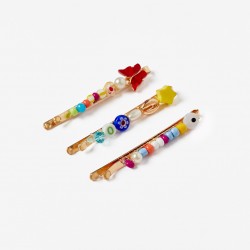 PACK 3 HOOKS WITH BEADING FOR BABY AND GIRL, MULTICOLOR