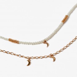 SET OF NECKLACES FOR GIRL 'MOON', GOLD/WHITE