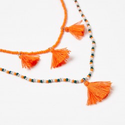PACK 2 BEADING NECKLACES WITH TASSELS FOR GIRL, MULTICOLOR