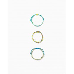 PACK BRACELETS WITH BEADING FOR GIRL, BLUE/YELLOW